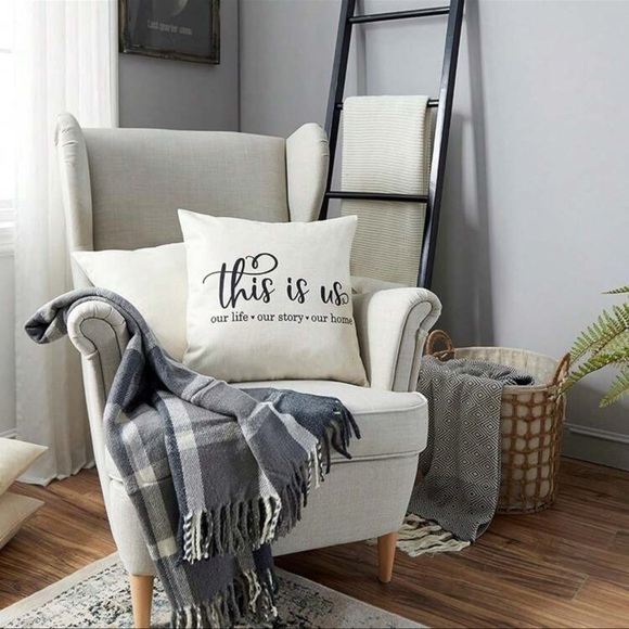 This is Us Screen print Faux Linen Toss Pillow Cover - Picture 2 of 5